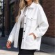Women's Jacket Daily Going out Fall & Winter Regular Coat Shirt Collar Regular Fit Streetwear Jacket Long Sleeve Solid Color