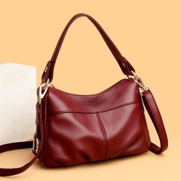Practical large capacity soft leather shoulder crossbody bag